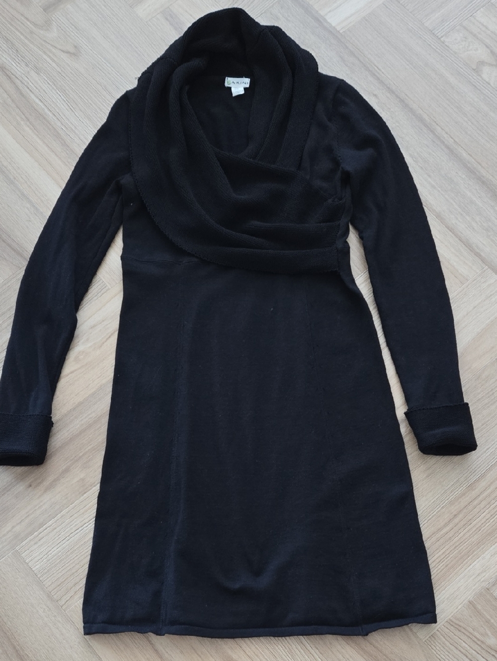 Dakini Black Long Sleeve Cowl Neck Dress Medium